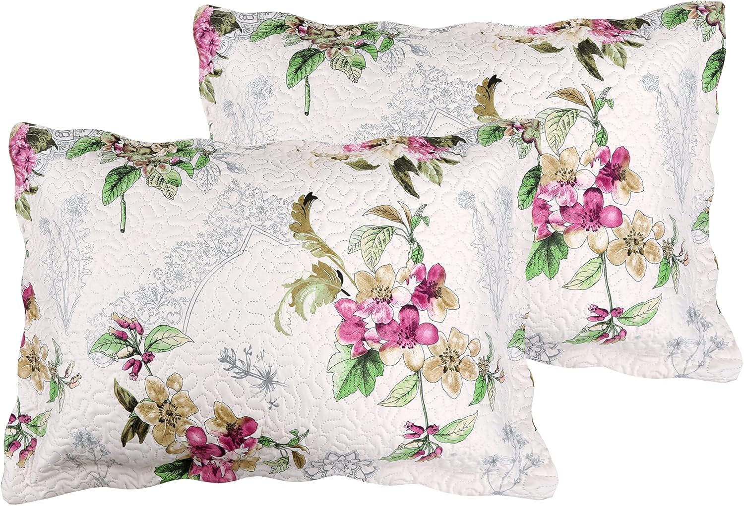 Decorkart Rich Printed Embossed Pinsonic Coverlet Bedspread Ultra Soft 3 Piece Summer Quilt Set with 2 Quilted Shams, Purple Violet Floral Mandala Pattern