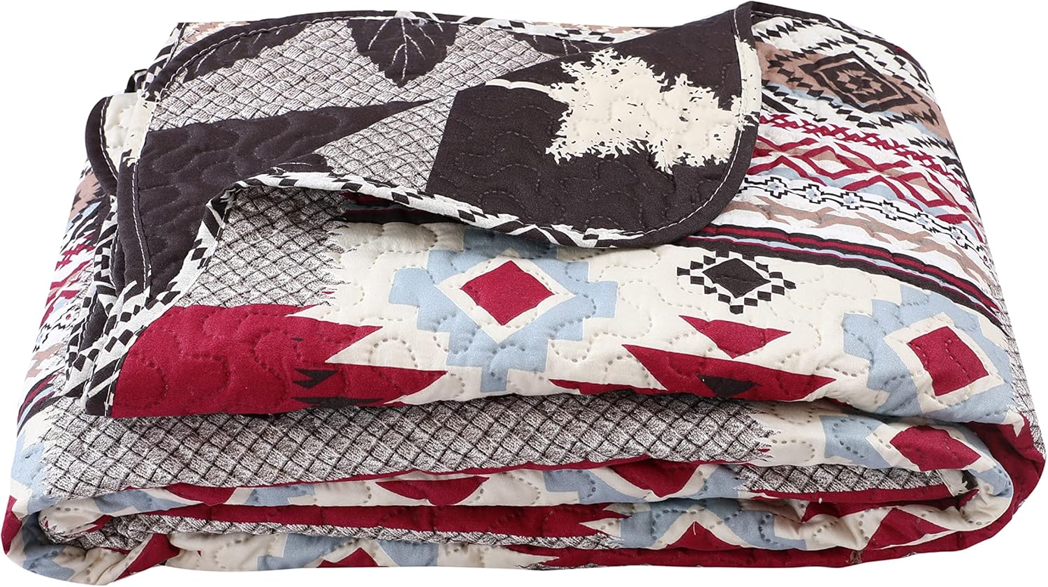 Decorkart Rich Printed Embossed Pinsonic Coverlet Bedspread Ultra Soft 3 Piece Summer Quilt Set with 2 Quilted Shams, Cabin Moose Bear Pattern