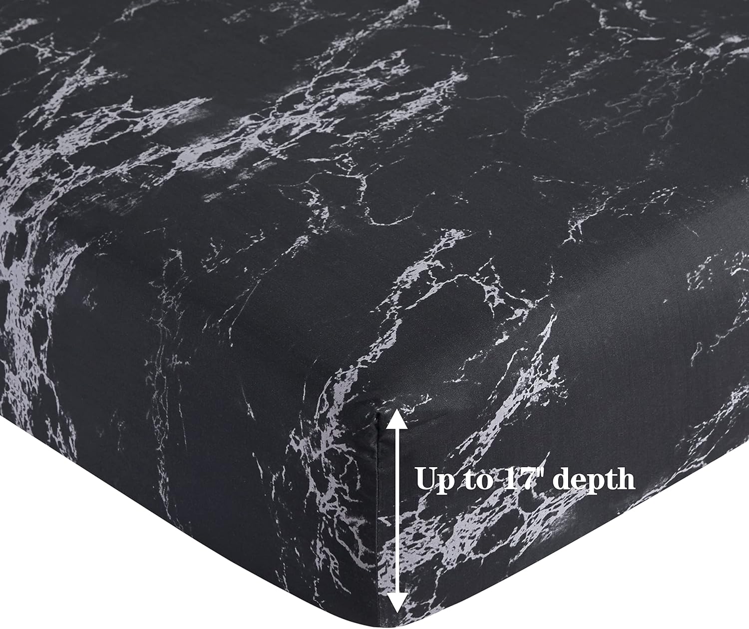 Decorkart Ultra Soft Silky Deep Pocket Rich Printed Bedding Rayon from Bamboo All Season 6 Pieces Sheet Set with 4 Pillowcases, Modern Black Marble Pattern