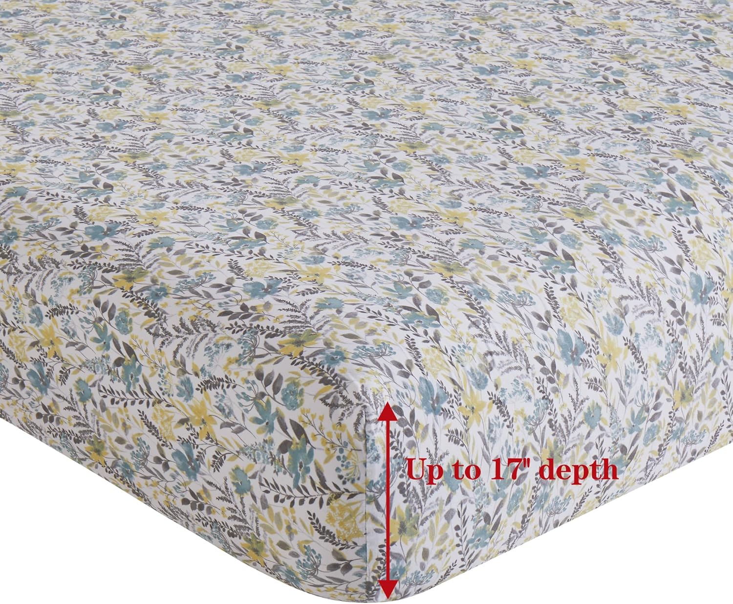 Decorkart Ultra Soft Silky Deep Pocket Rich Printed Bedding Rayon from Bamboo All Season 6 Pieces Sheet Set with 4 Pillowcases, Teal Yellow Floral Pattern