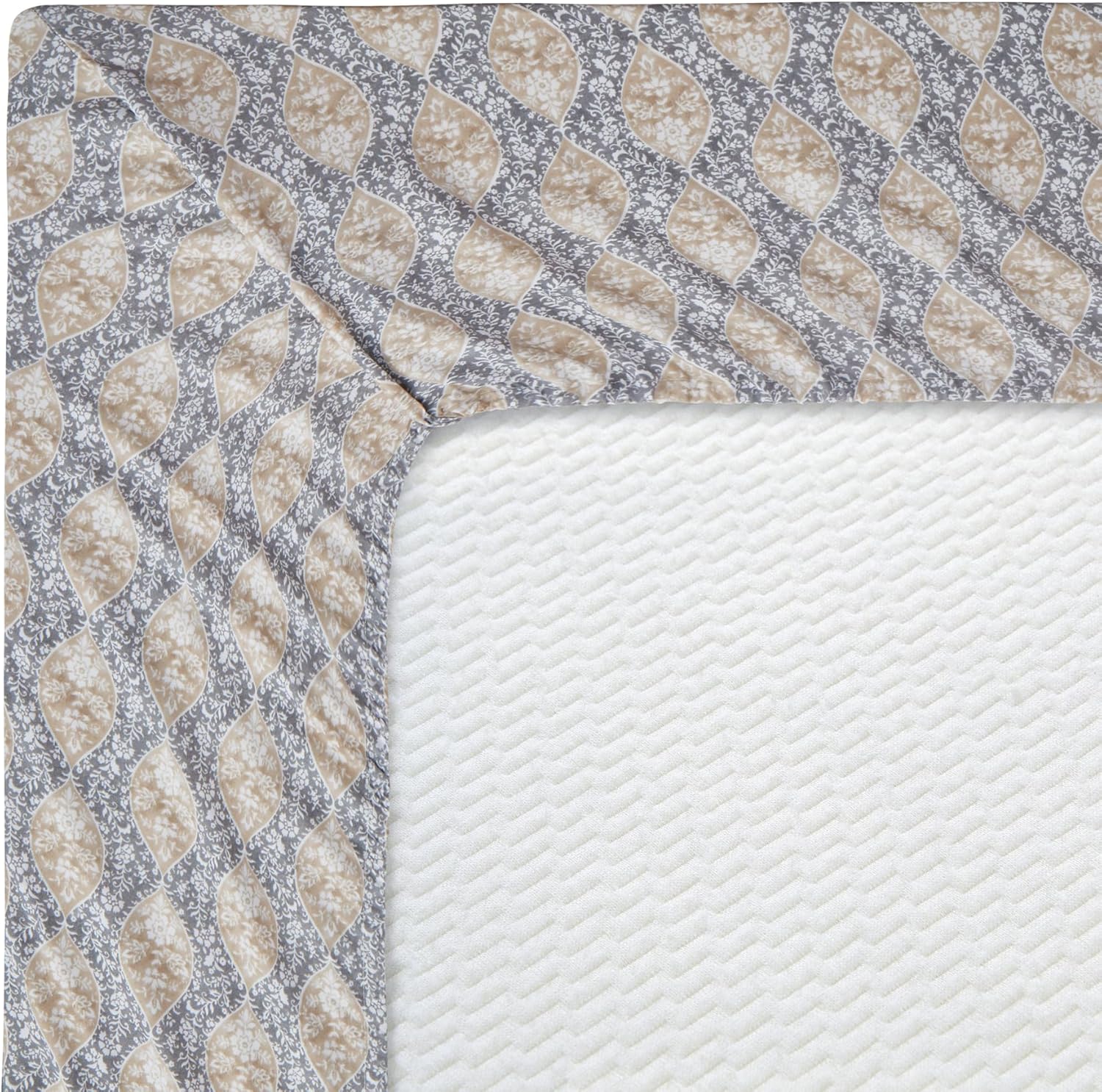 Decorkart Ultra Soft Silky Deep Pocket Rich Printed Bedding Rayon from Bamboo All Season 6 Pieces Sheet Set with 4 Pillowcases, Taupe Grey Floral Pattern