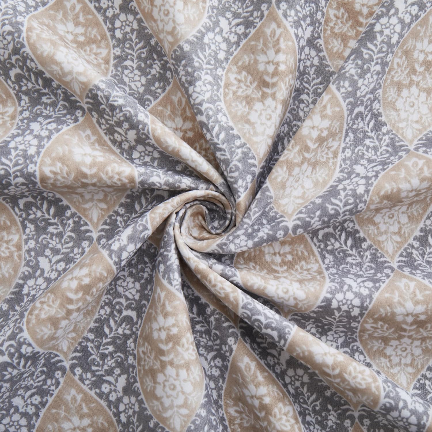 Decorkart Ultra Soft Silky Deep Pocket Rich Printed Bedding Rayon from Bamboo All Season 6 Pieces Sheet Set with 4 Pillowcases, Taupe Grey Floral Pattern