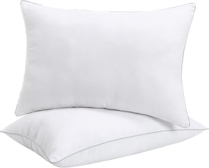 Oreiller Breathable Sleeping Medium Firm Silver Piping Bed Pillow for Side and Back Sleepers, Hotel Collection Pillows