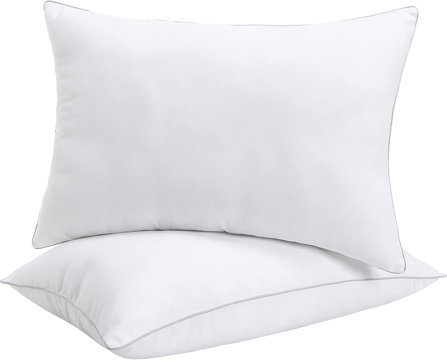 Oreiller Breathable Sleeping Medium Firm Silver Piping Bed Pillow for Side and Back Sleepers, Hotel Collection Pillows