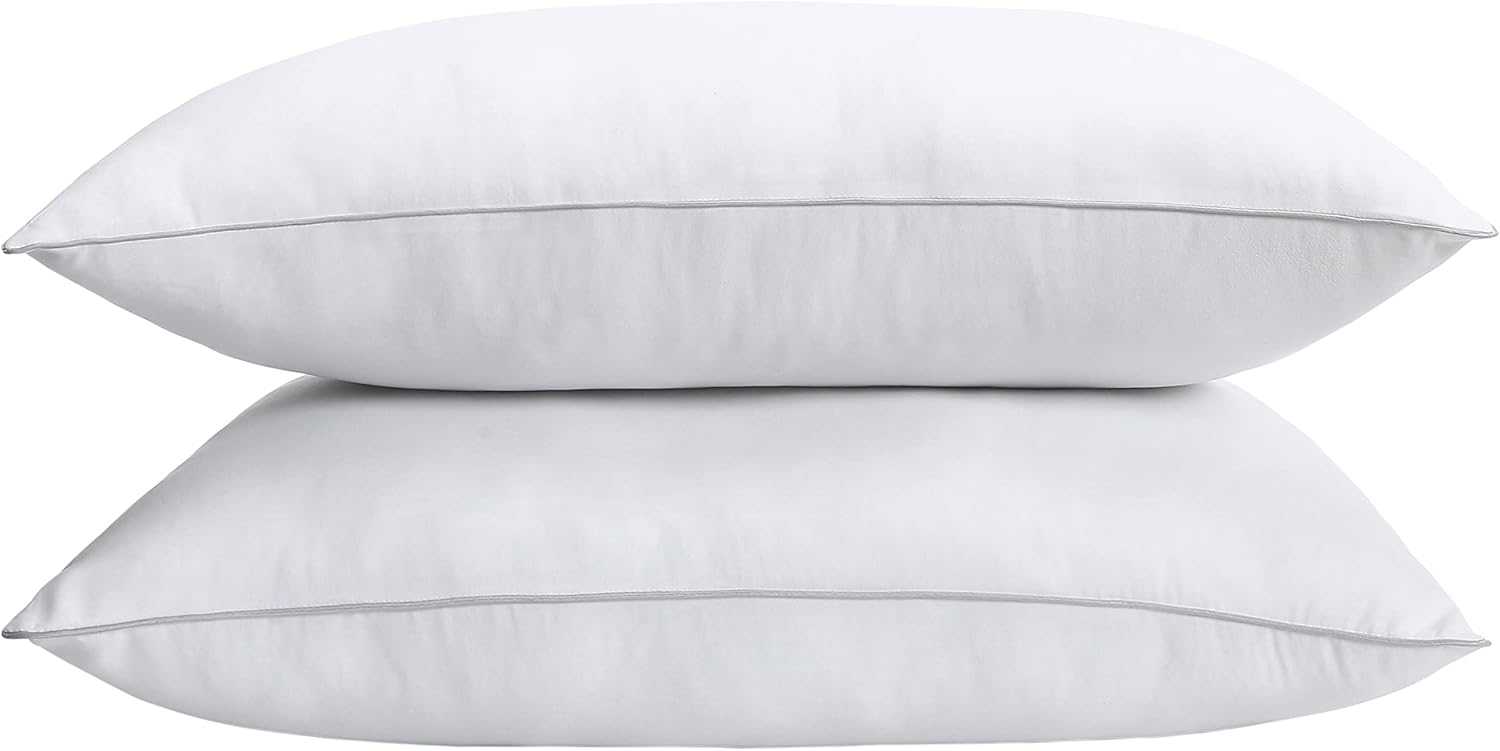 Oreiller Breathable Sleeping Medium Firm Silver Piping Bed Pillow for Side and Back Sleepers, Hotel Collection Pillows