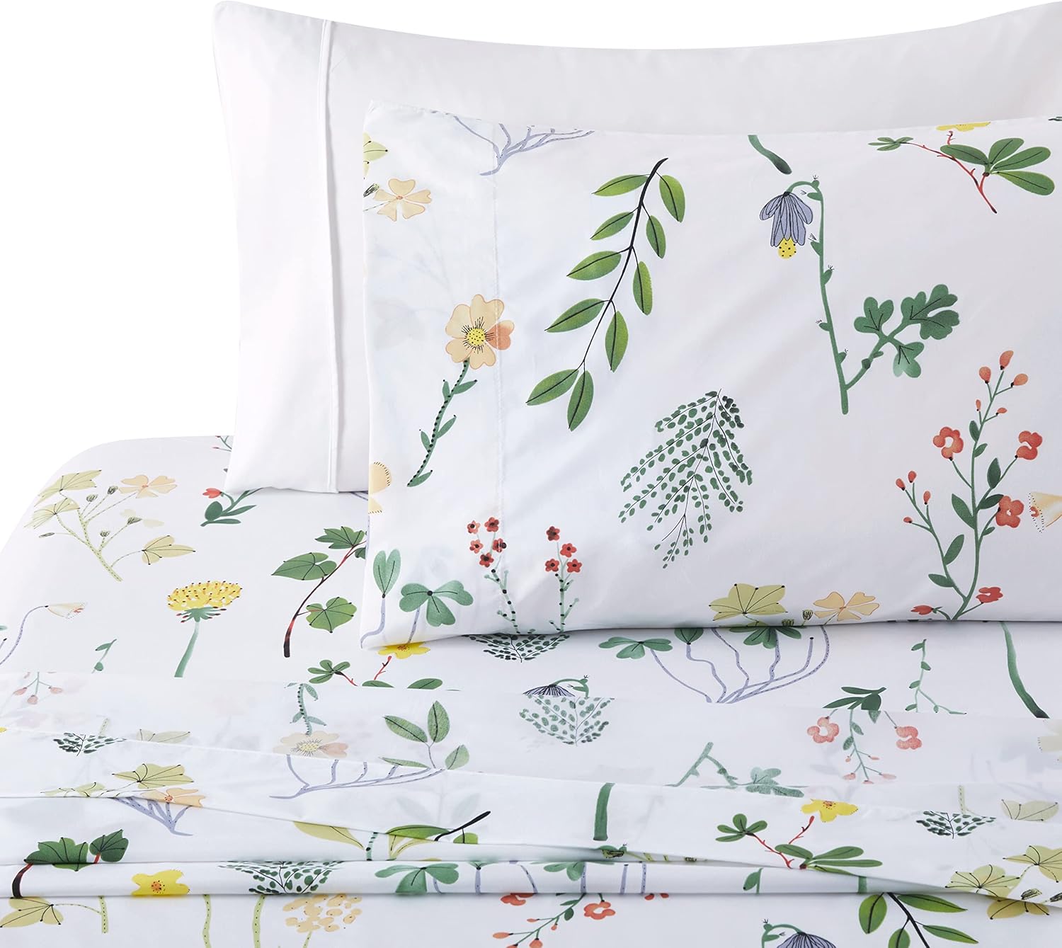 Decorkart Soft Silky Deep Pocket Rich Printed Bedding Rayon from Bamboo All Season 6 Pieces Sheet Set with 4 Pillowcases, Colorful Floral Forest Pattern