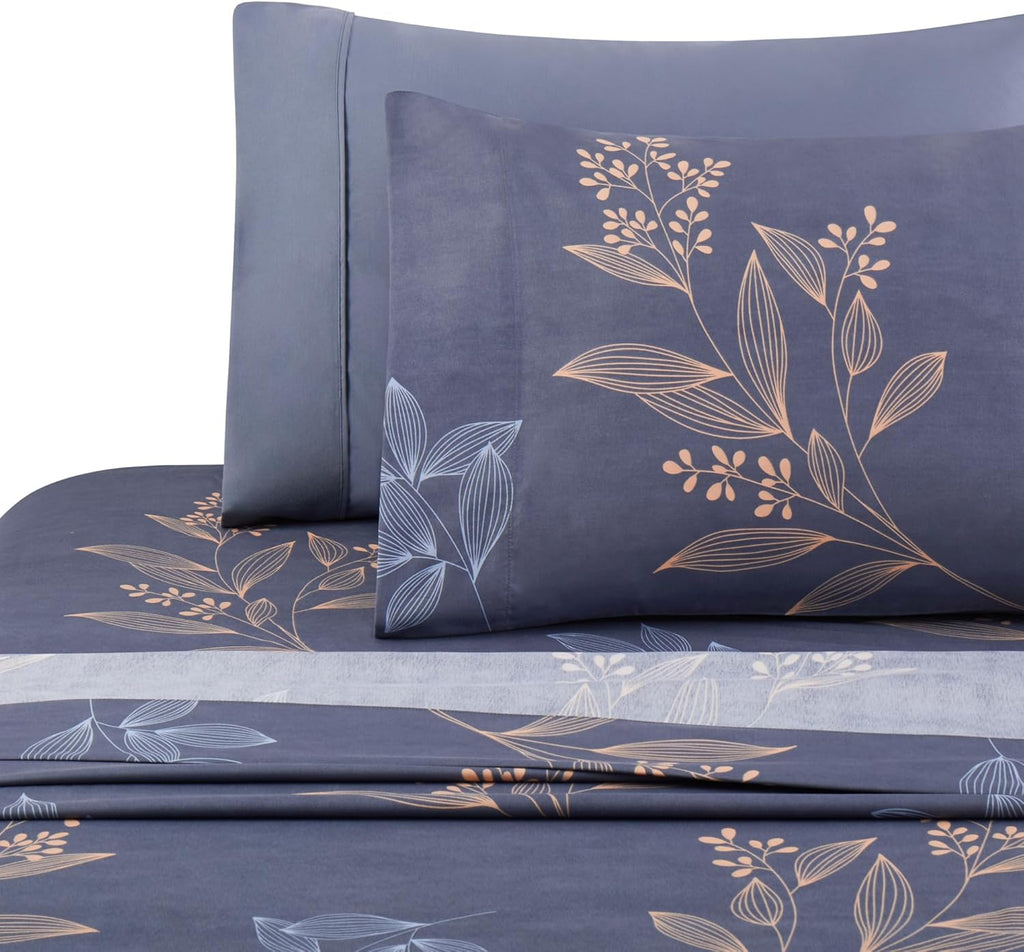 Decorkart Ultra Soft Silky Deep Pocket Rich Printed Bedding Rayon from Bamboo All Season 6 Pieces Sheet Set with 4 Pillowcases, Romantic Floral Pattern