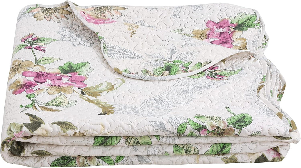 Decorkart Rich Printed Embossed Pinsonic Coverlet Bedspread Ultra Soft 3 Piece Summer Quilt Set with 2 Quilted Shams, Purple Violet Floral Mandala Pattern