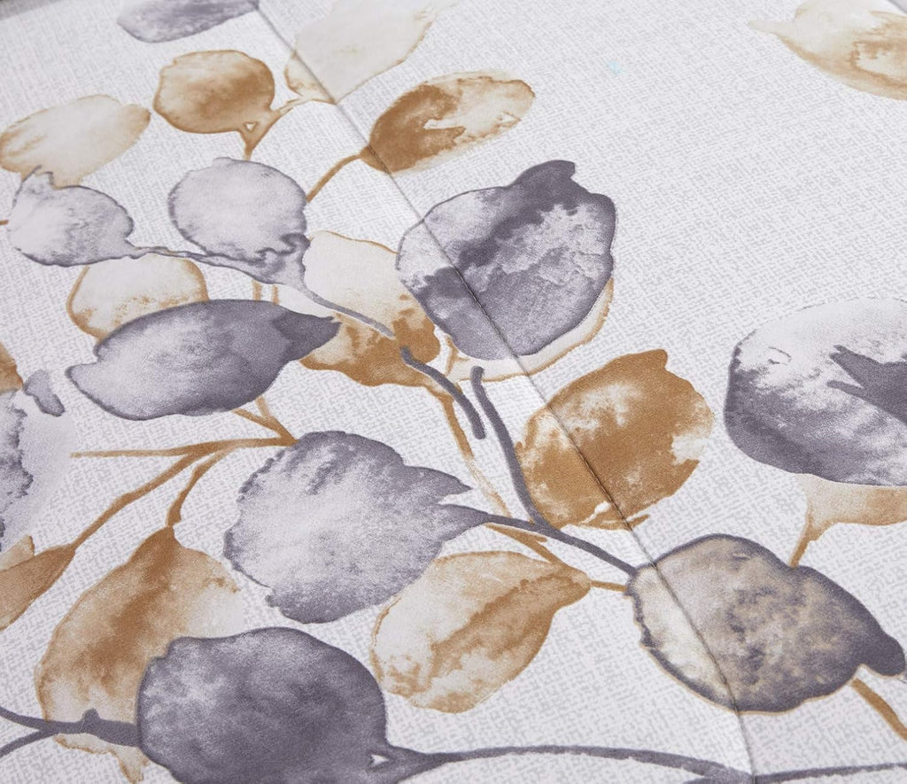 Decorkart Ultra Soft Luxury Fluffy Goose Down Alternative Bed in a Bag Rich Printed 7 Piece Comforter Set Includes 4 Piece Sheet Set, Simplify Modern Leaves Pattern