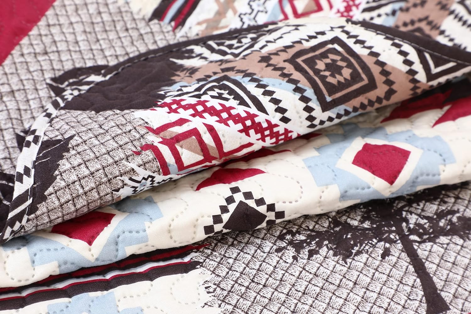 Decorkart Rich Printed Embossed Pinsonic Coverlet Bedspread Ultra Soft 3 Piece Summer Quilt Set with 2 Quilted Shams, Cabin Moose Bear Pattern