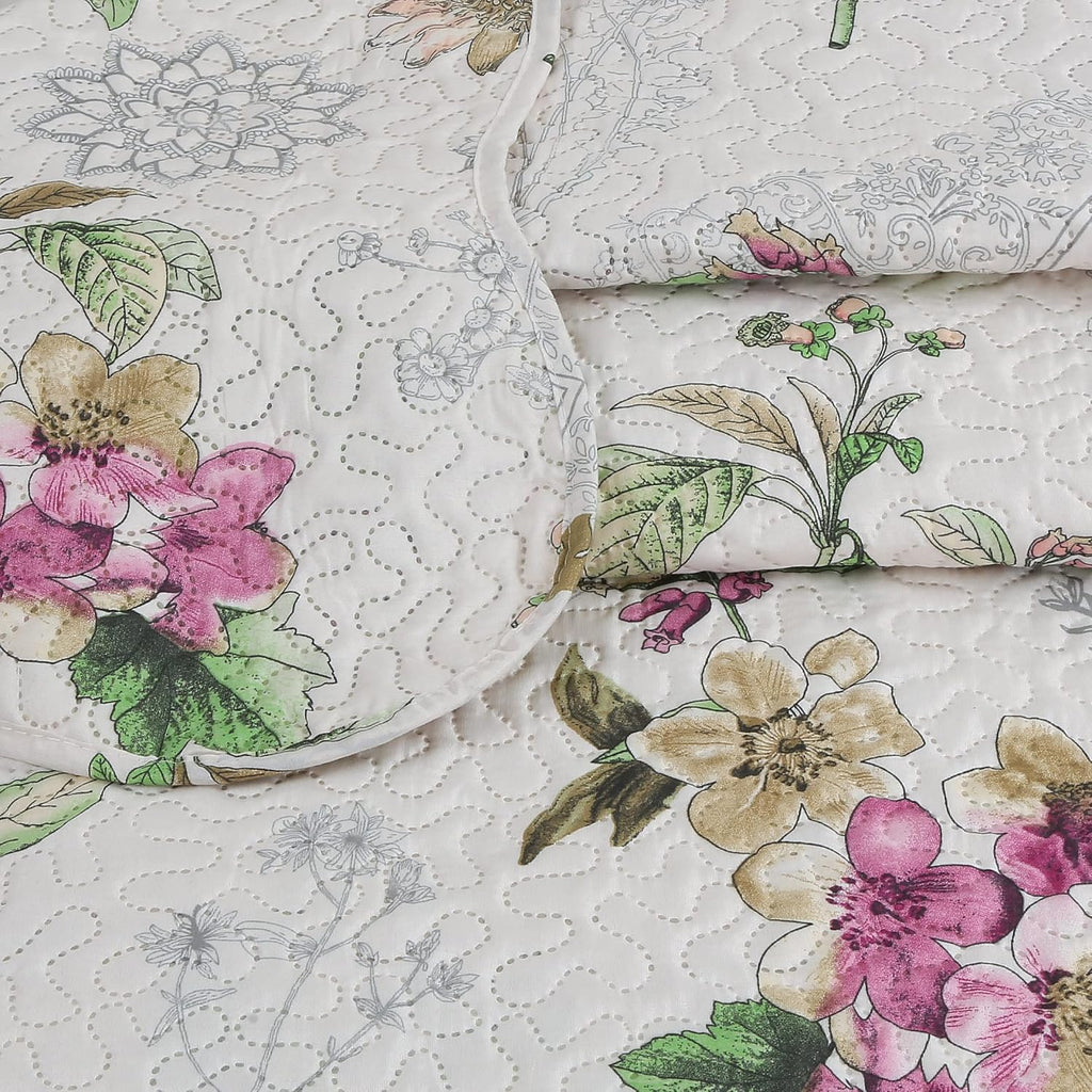 Decorkart Rich Printed Embossed Pinsonic Coverlet Bedspread Ultra Soft 3 Piece Summer Quilt Set with 2 Quilted Shams, Purple Violet Floral Mandala Pattern