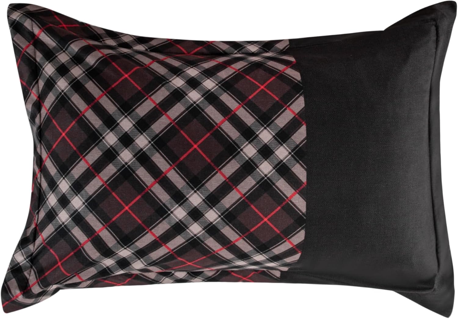 Decorkart Home Decor Ultra Soft Luxury Fluffy Goose Down Alternative Bedding Printed 3 Piece Comforter Set, Modern Black Grey Geometric Plaid Pattern