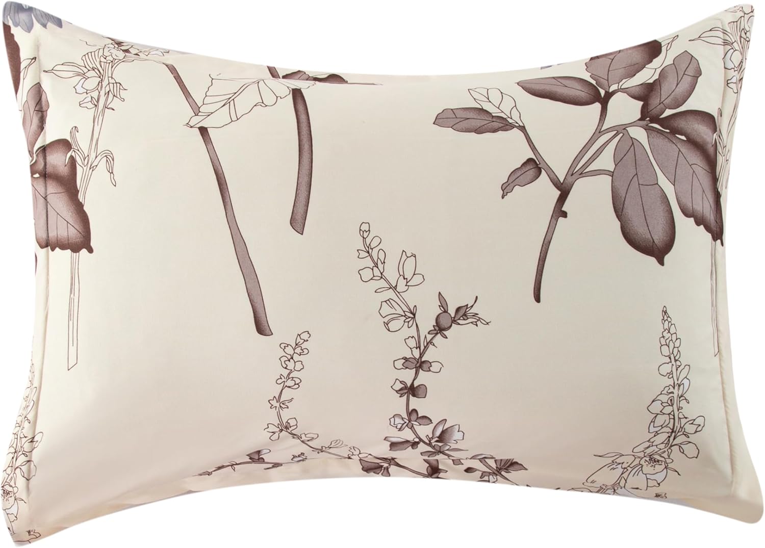 Decorkart Home Decor Ultra Soft Luxury Fluffy Goose Down Alternative Bedding Printed 3 Piece Comforter Set, Blue Chrysanthemum Floral Cream Base Pattern