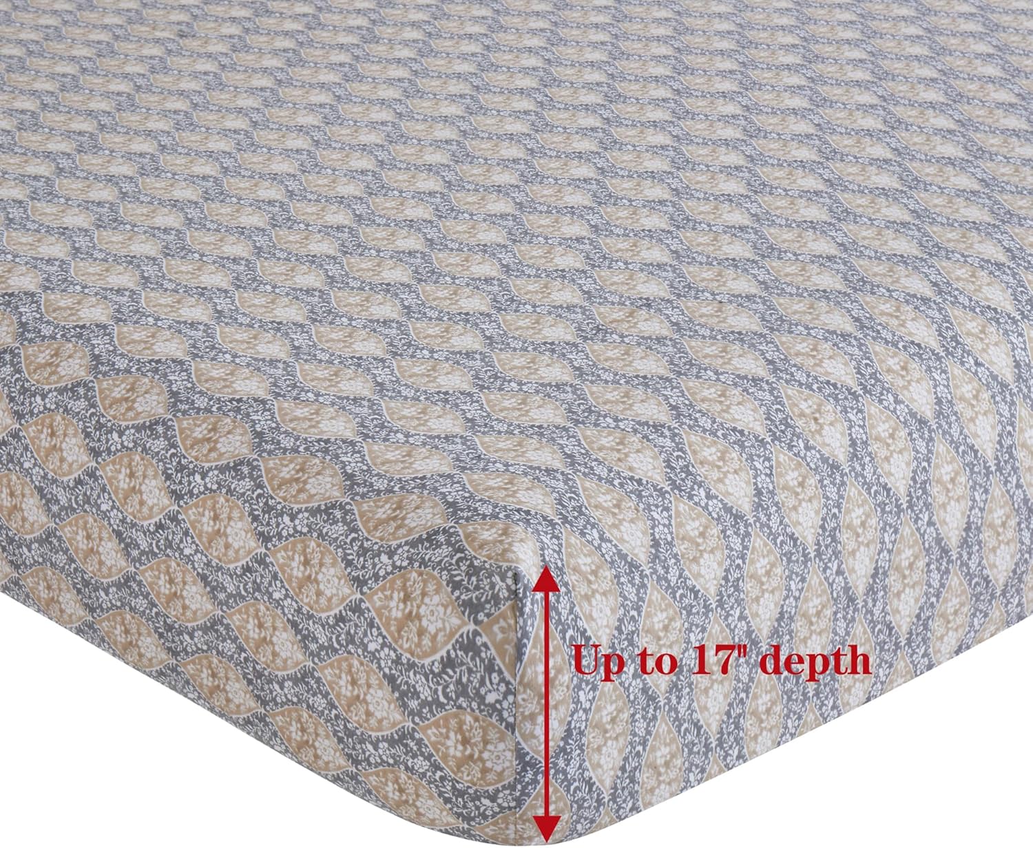 Decorkart Ultra Soft Silky Deep Pocket Rich Printed Bedding Rayon from Bamboo All Season 6 Pieces Sheet Set with 4 Pillowcases, Taupe Grey Floral Pattern