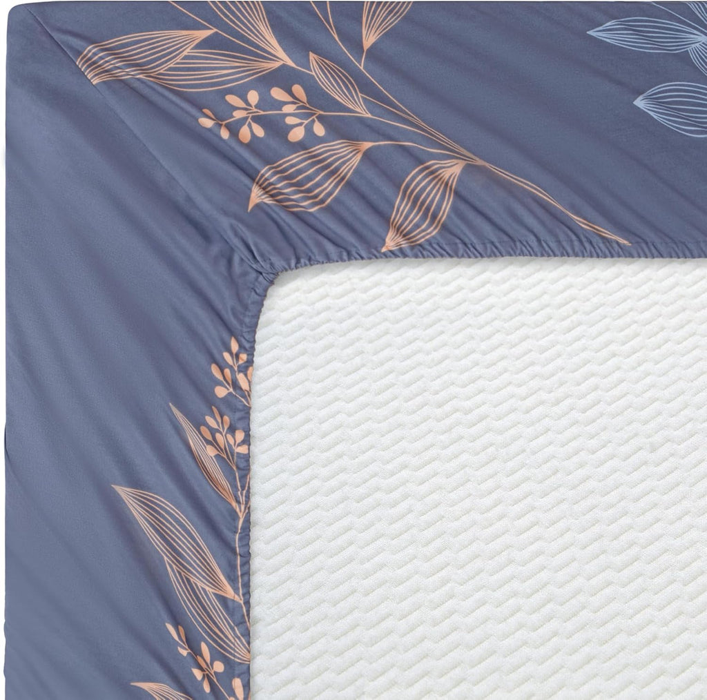 Decorkart Ultra Soft Silky Deep Pocket Rich Printed Bedding Rayon from Bamboo All Season 6 Pieces Sheet Set with 4 Pillowcases, Romantic Floral Pattern