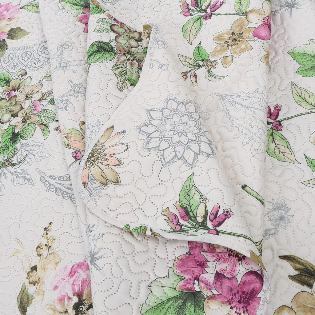 Decorkart Rich Printed Embossed Pinsonic Coverlet Bedspread Ultra Soft 3 Piece Summer Quilt Set with 2 Quilted Shams, Purple Violet Floral Mandala Pattern