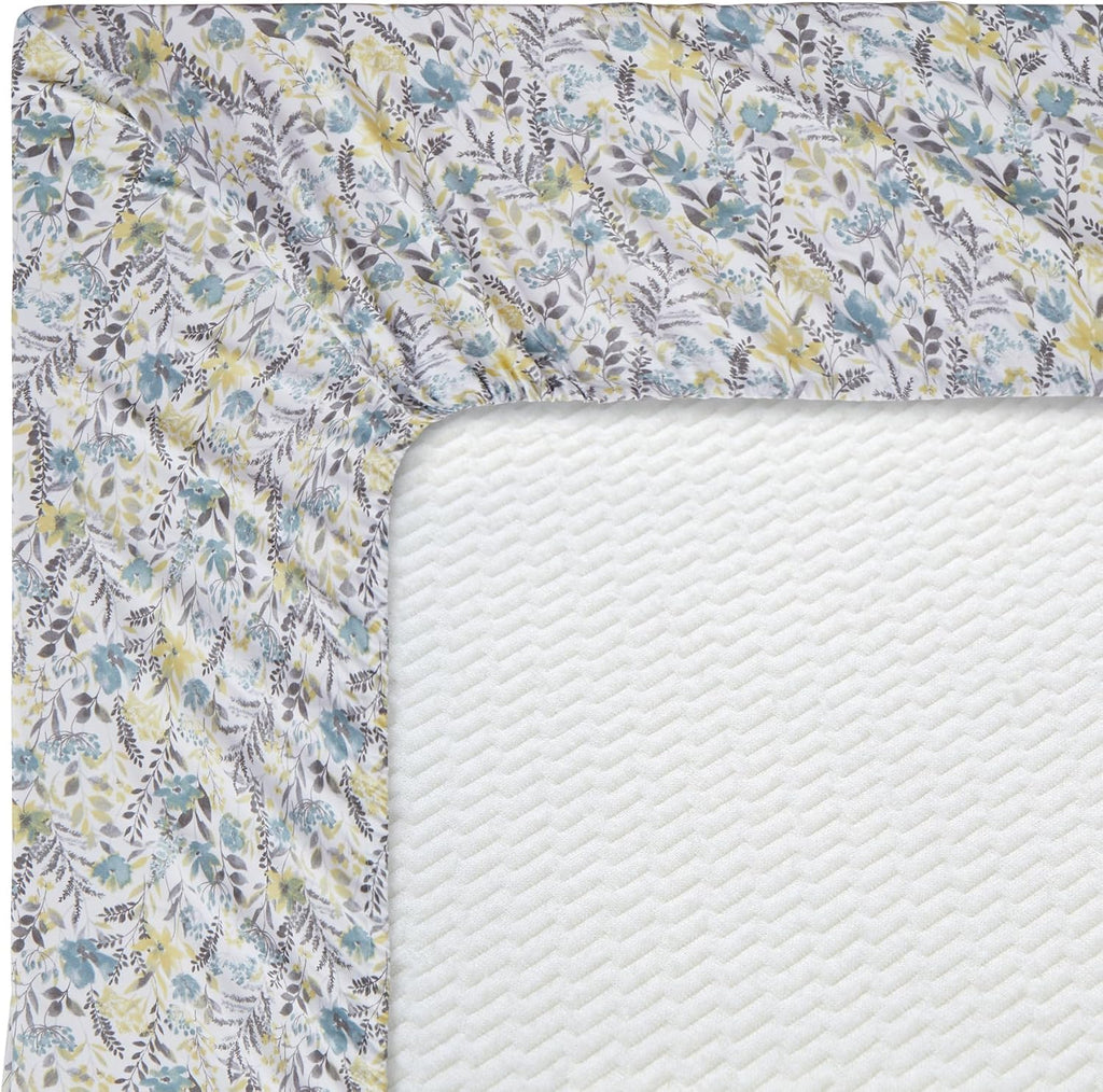 Decorkart Ultra Soft Silky Deep Pocket Rich Printed Bedding Rayon from Bamboo All Season 6 Pieces Sheet Set with 4 Pillowcases, Teal Yellow Floral Pattern