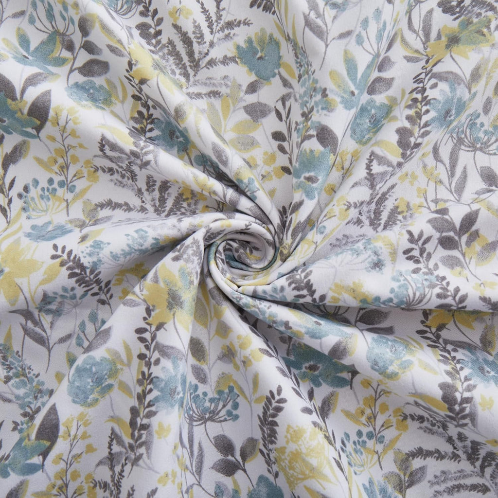 Decorkart Ultra Soft Silky Deep Pocket Rich Printed Bedding Rayon from Bamboo All Season 6 Pieces Sheet Set with 4 Pillowcases, Teal Yellow Floral Pattern