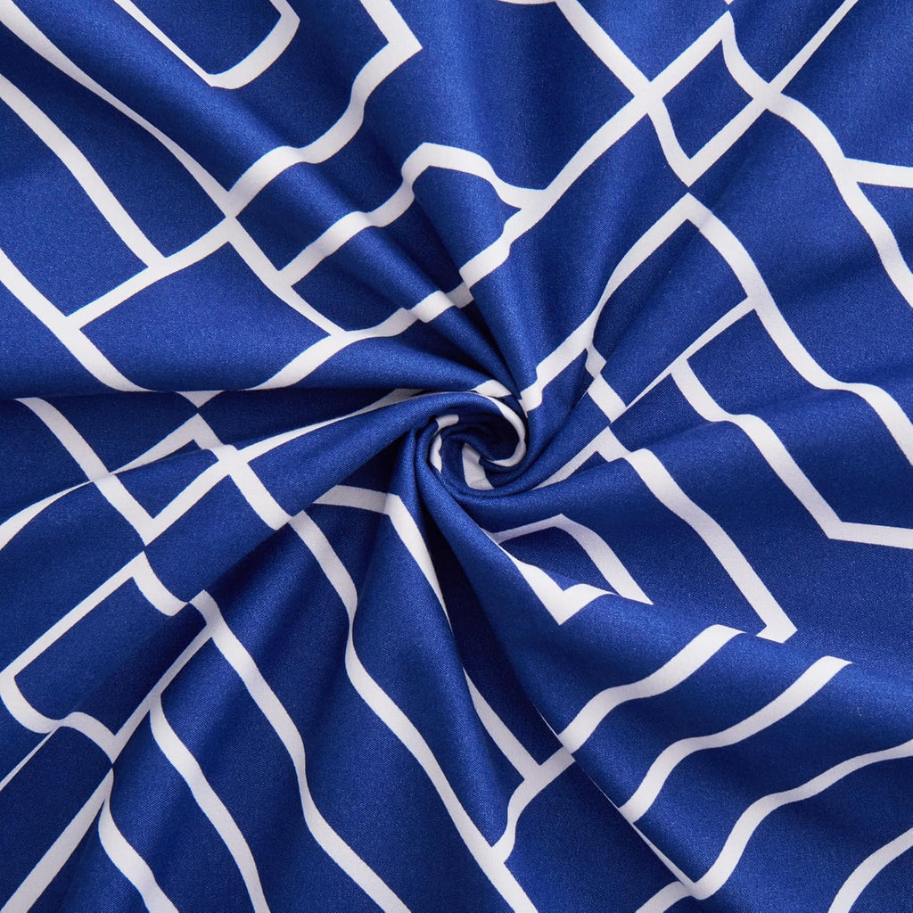 Decorkart Ultra Soft Silky Deep Pocket Rich Printed Bedding Rayon from Bamboo All Season 6 Pieces Sheet Set with 4 Pillowcases, Blue Geometric Pattern