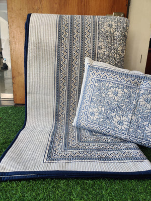 Luxury  Collection Quilted Bedcover Set – Blue & White