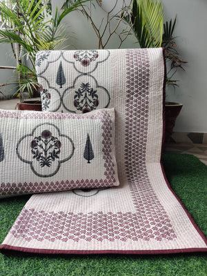 Monarch Collection Quilted Bedcover Set – Purple and White