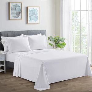 Solid Rayon from Bamboo Soft Silky Deep Pocket Bedding All Season Sheet Set, White