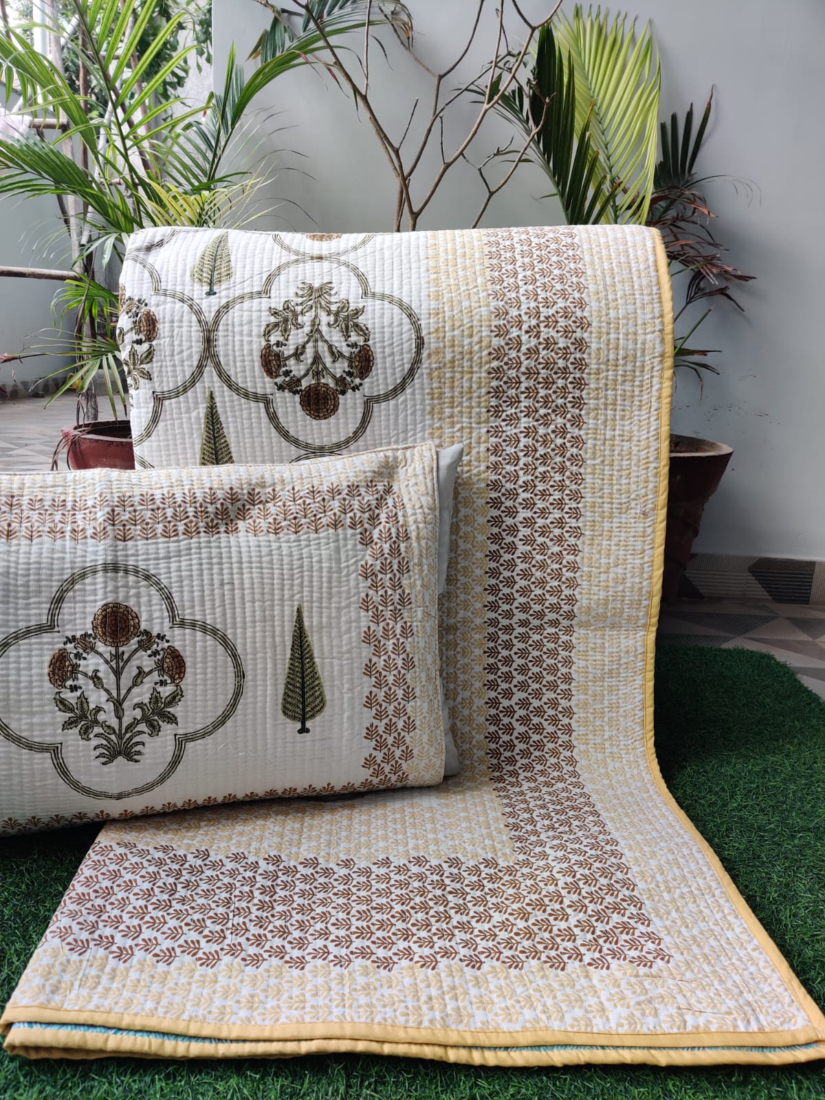 White & Mustard with Floral Accents